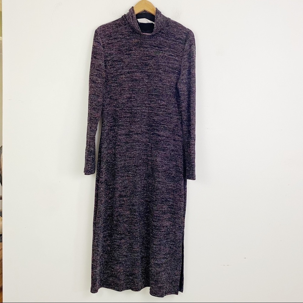 FAME AND PARTNERS black glitter long sleeve maxi dress